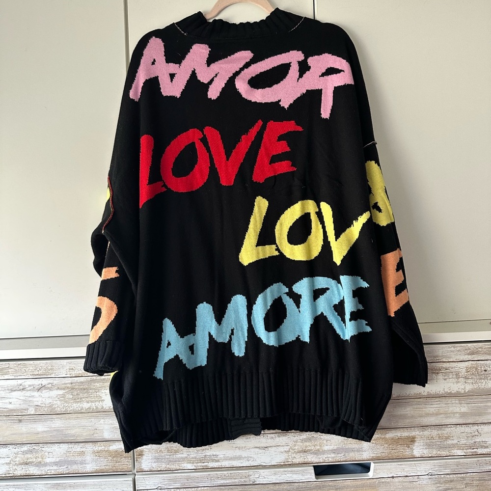 🎨 Peace Love World Cardigan 2X Colorful Graphic Oversized Pockets - Picture 5 of 11